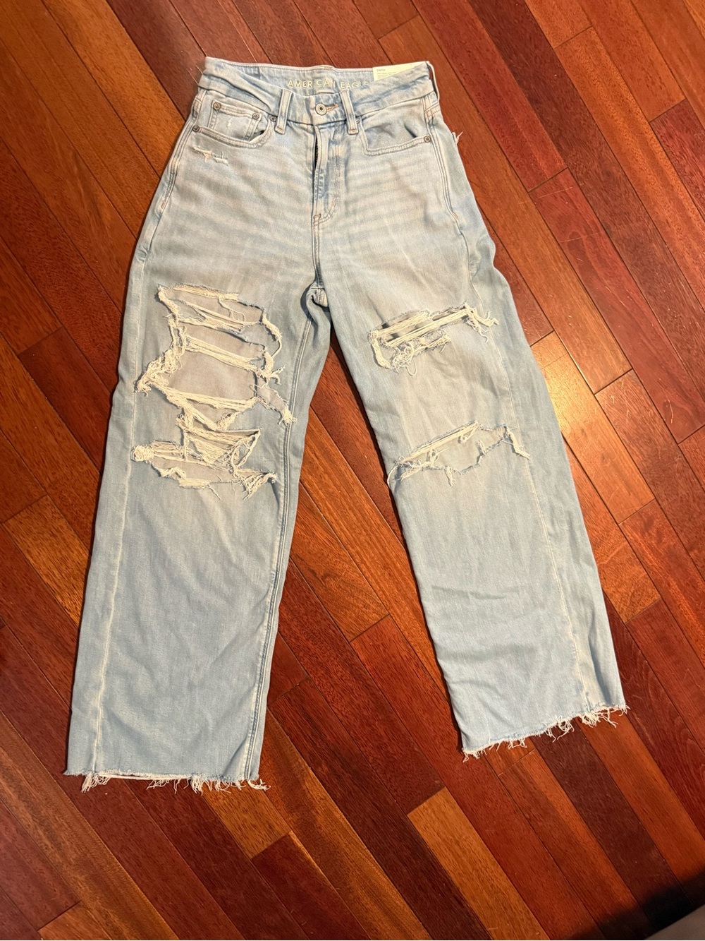 NWT American Eagle Curvy Dreamy Drape Baggy Wide Leg Jeans Size 2 26W